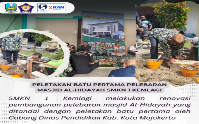 Peletakan Batu Pertama Pelebaran Masjid Al-hidayah SMKN 1 Kemlagi Oleh Cabang Dinas Kabupaten Kota Mojokerto